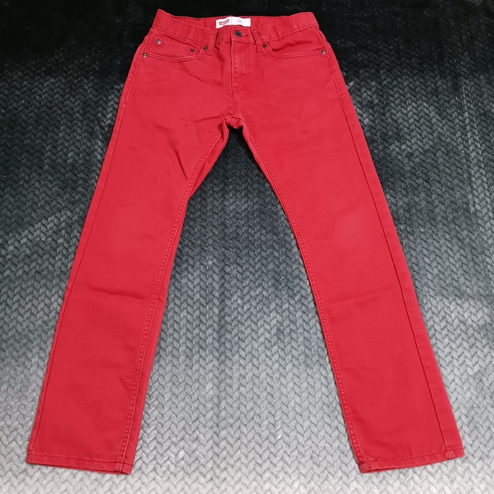 Levi's 511 Jeans Boys 16 Red Cotton Denim Straight Slim Fit Streetwear Travel